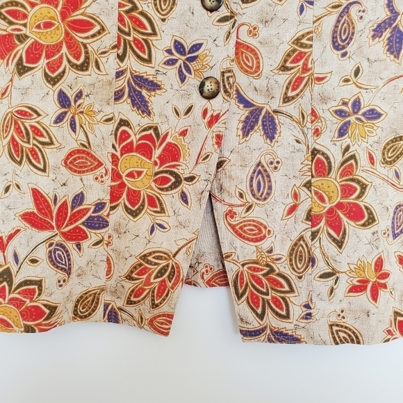 RUSS CLASSIC FLORAL VEST SLEEVELESS BUTTON-DOWN HARVEST FALL FESTIVE WOMENS 12 - Picture 6 of 12